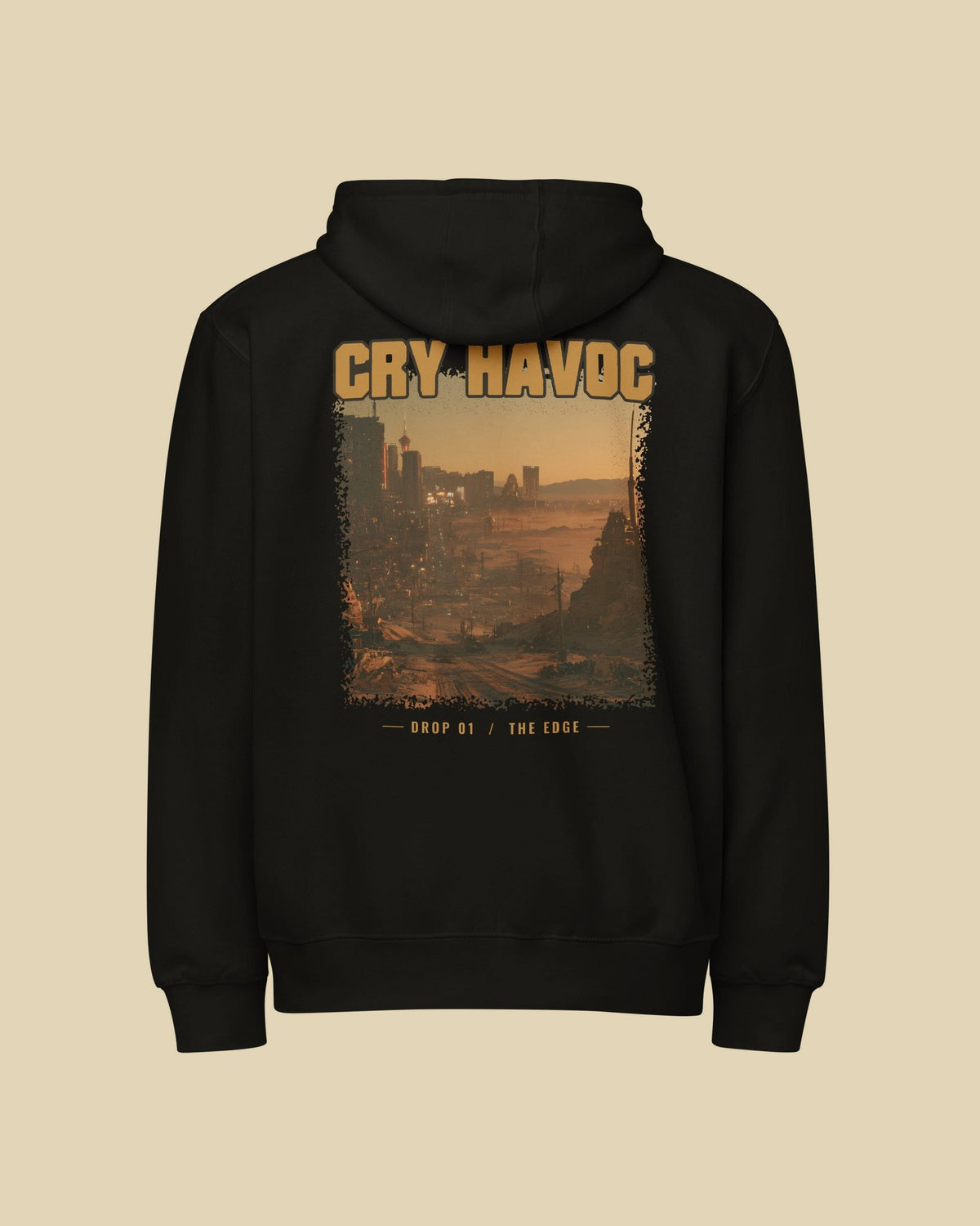CRY HAVOC Zip Hoodie, The Spire back print